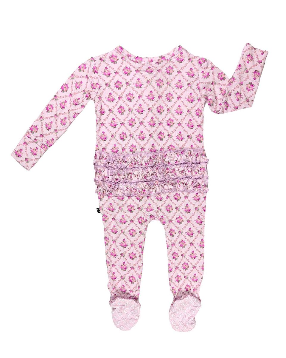 Caroline Ruffled Zippered Footie