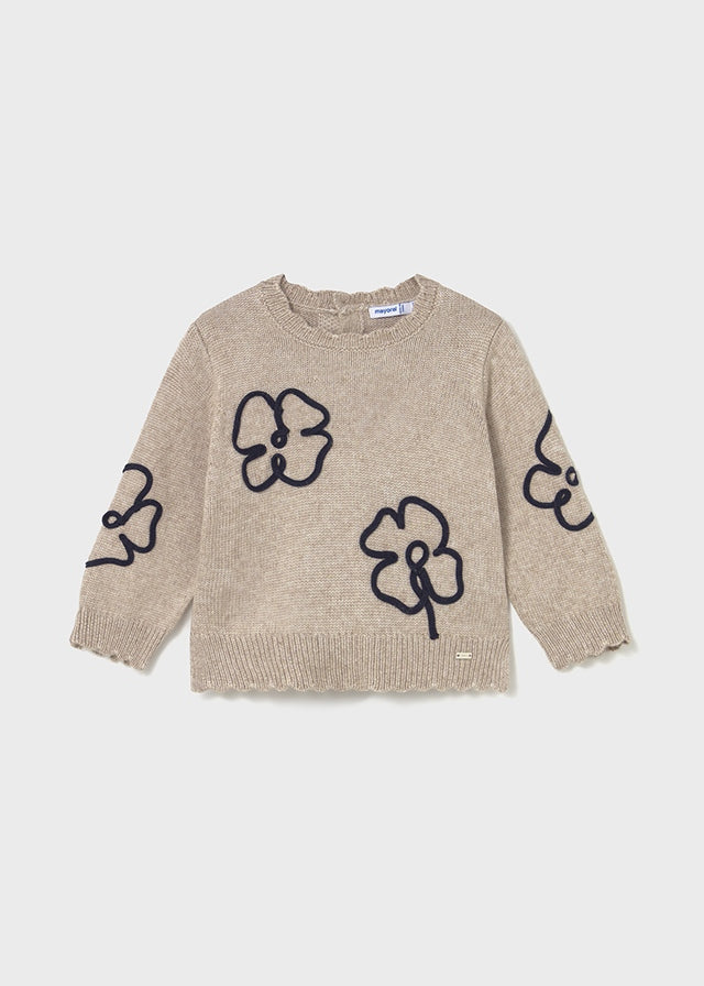 Toffee Knit Flower Sweater