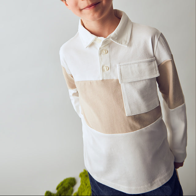 Cream Stripe Knit Polo