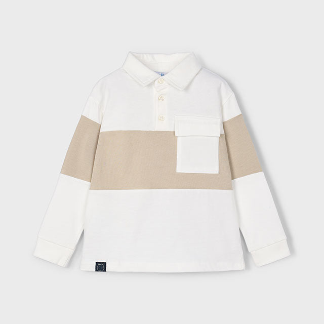 Cream Stripe Knit Polo