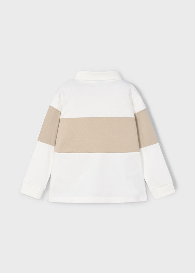 Cream Stripe Knit Polo