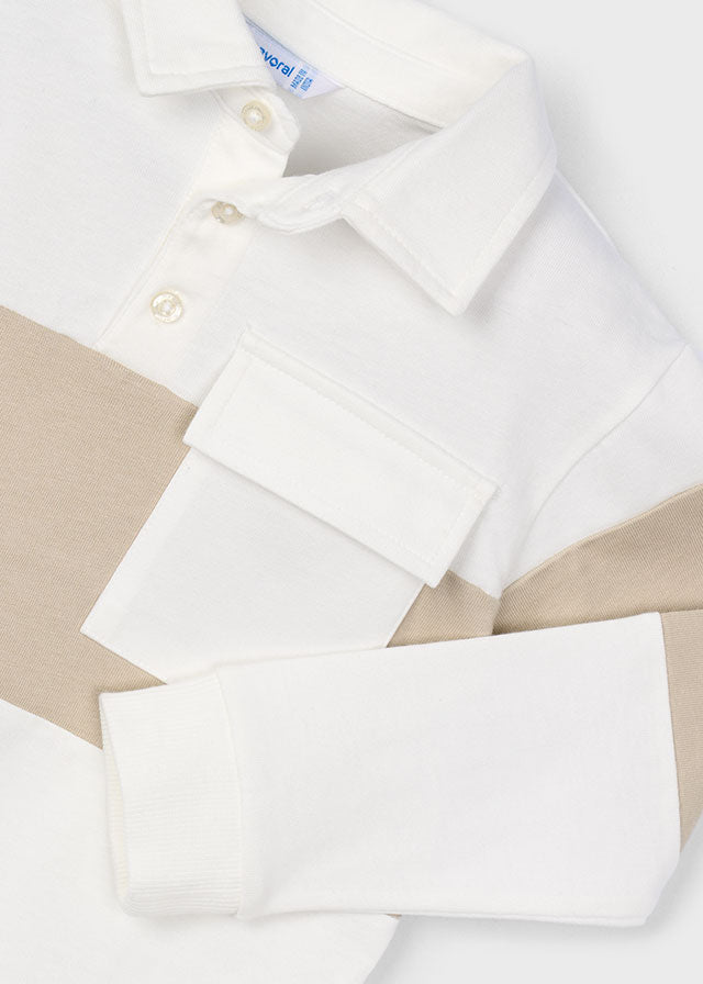 Cream Stripe Knit Polo