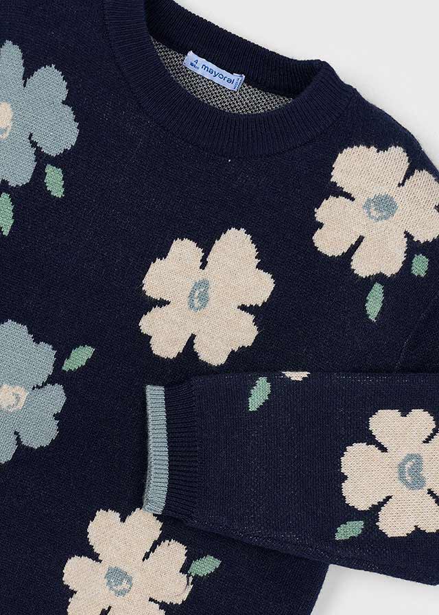 Dark Navy Flowers Sweater