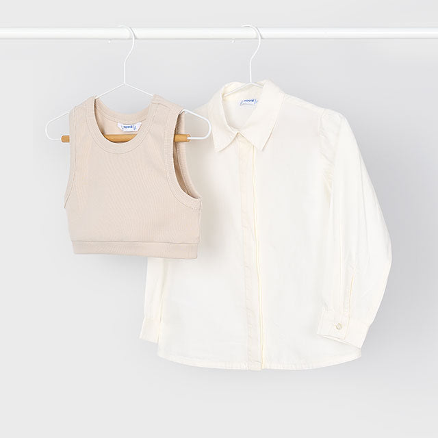 Sand Vest and Blouse Set