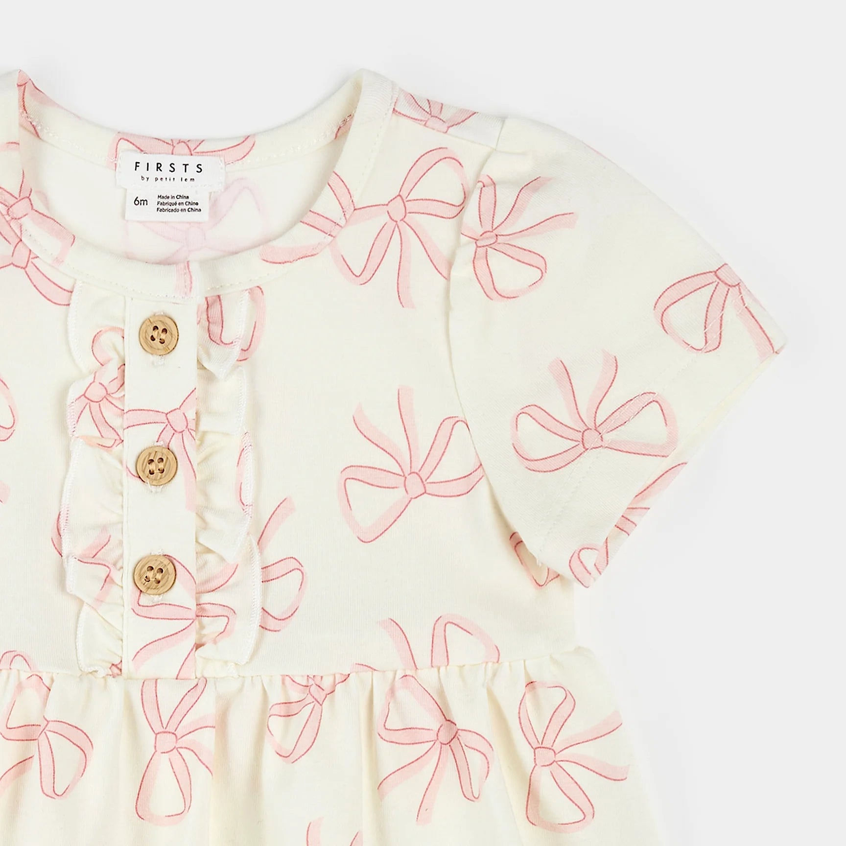 Bows Print on Ivory Bodysuit Dress