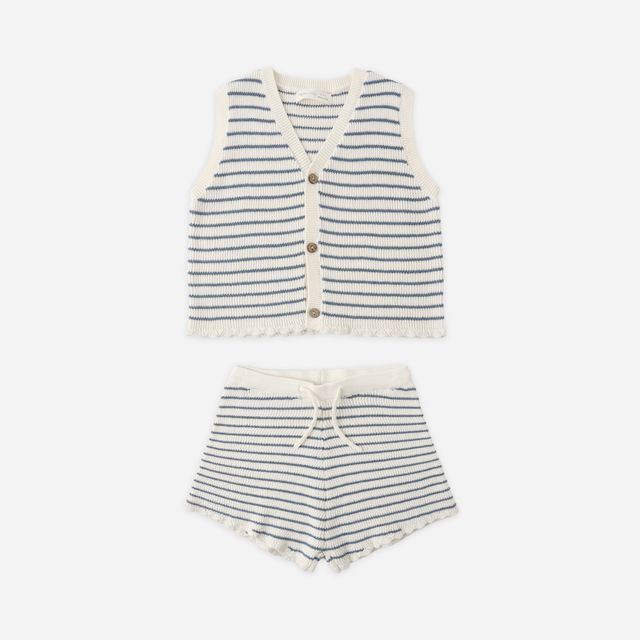 Knit Vest Set | Marine Stripe