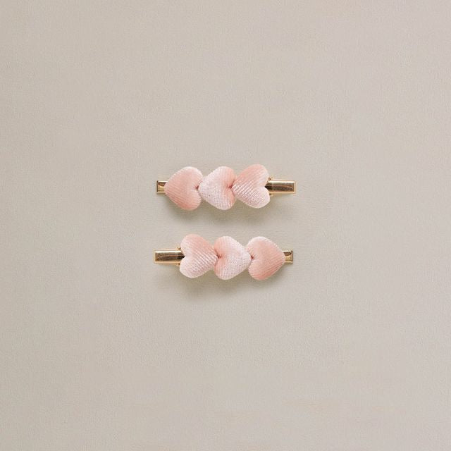 Velvet Heart Clips | Pink
