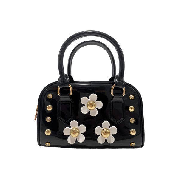 Floral Shinny Jelly Barrel Purse
