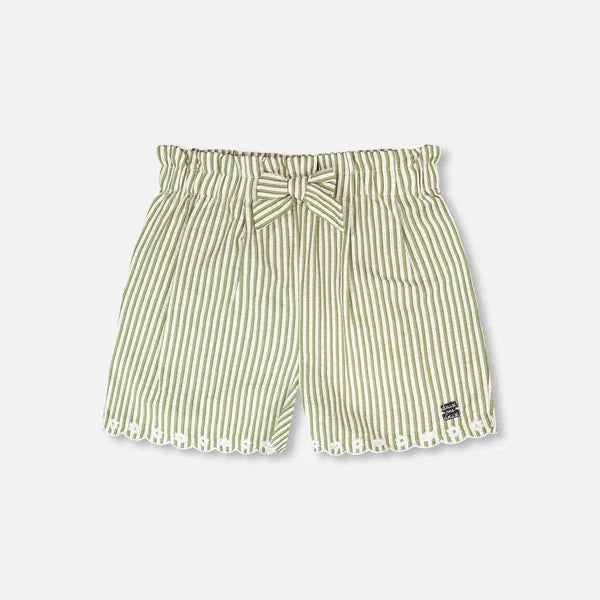 Striped Shorts with Embroidery