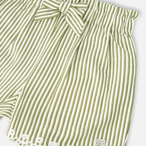 Striped Shorts with Embroidery