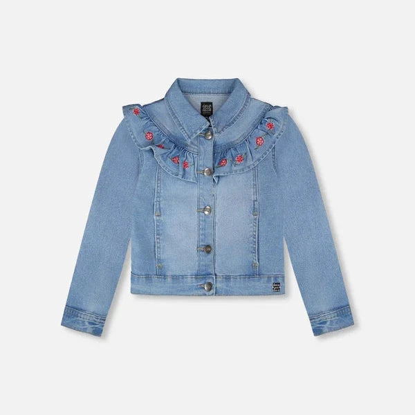 Light Denim Jacket with Embroidery