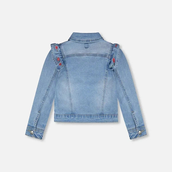 Light Denim Jacket with Embroidery