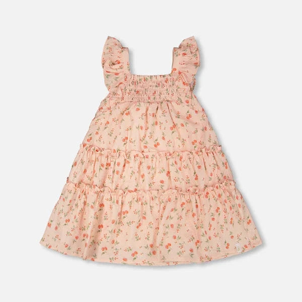 Multi-Tiered Dress with Smocking | Cherry Coral