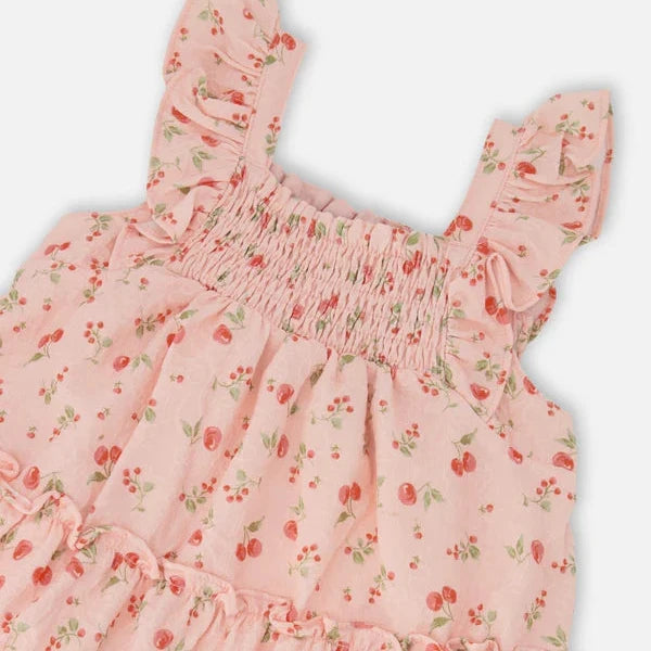 Multi-Tiered Dress with Smocking | Cherry Coral