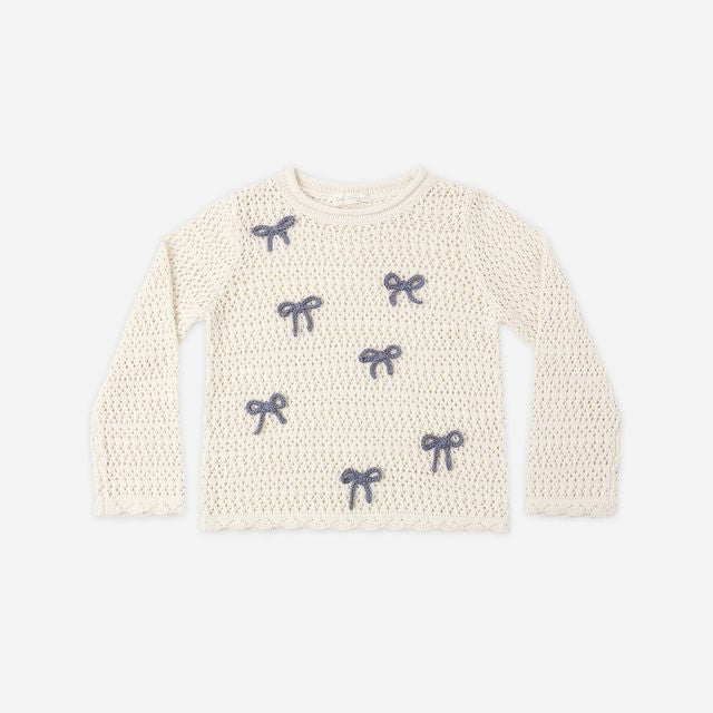 Crochet Knit Pullover | Bows