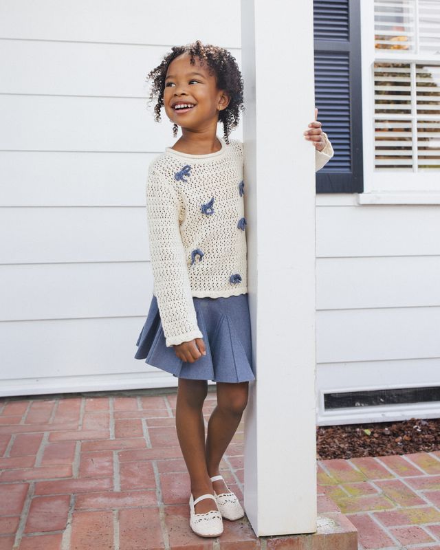 Crochet Knit Pullover | Bows