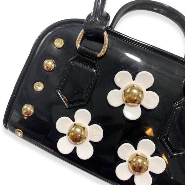 Floral Shinny Jelly Barrel Purse