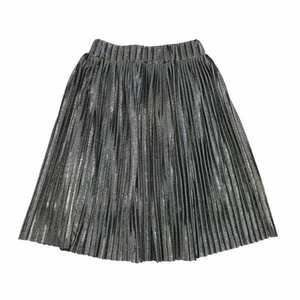 Metallic Pleat Midi Skirt