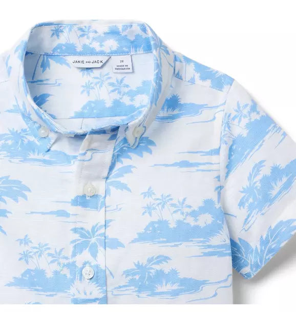Island Toile Linen-Cotton Shirt