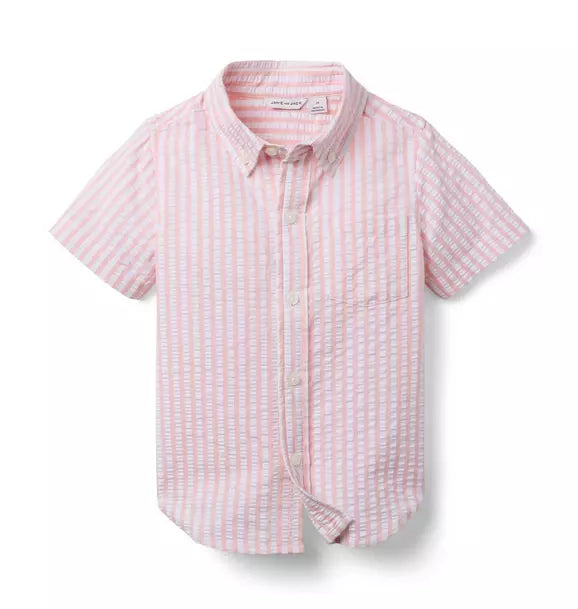 Pink Striped Seersucker Shirt