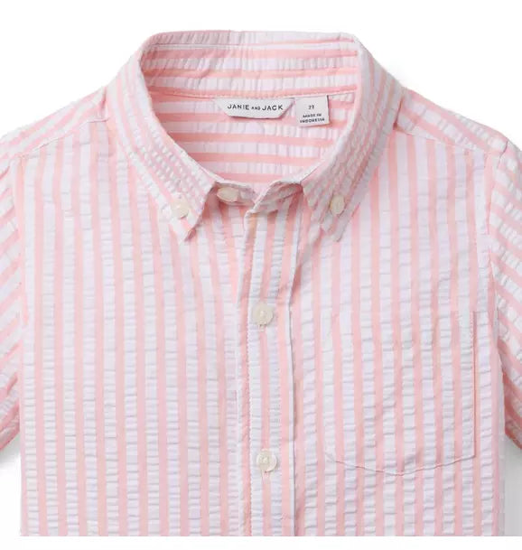 Pink Striped Seersucker Shirt