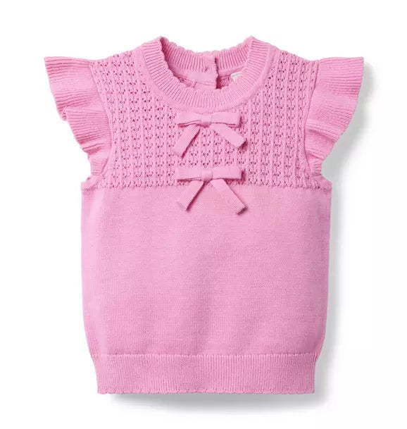 Pointelle Bow Sweater Top