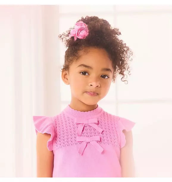 Pointelle Bow Sweater Top