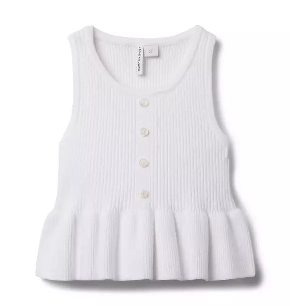 White Peplum Sweater Top