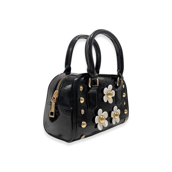 Floral Shinny Jelly Barrel Purse
