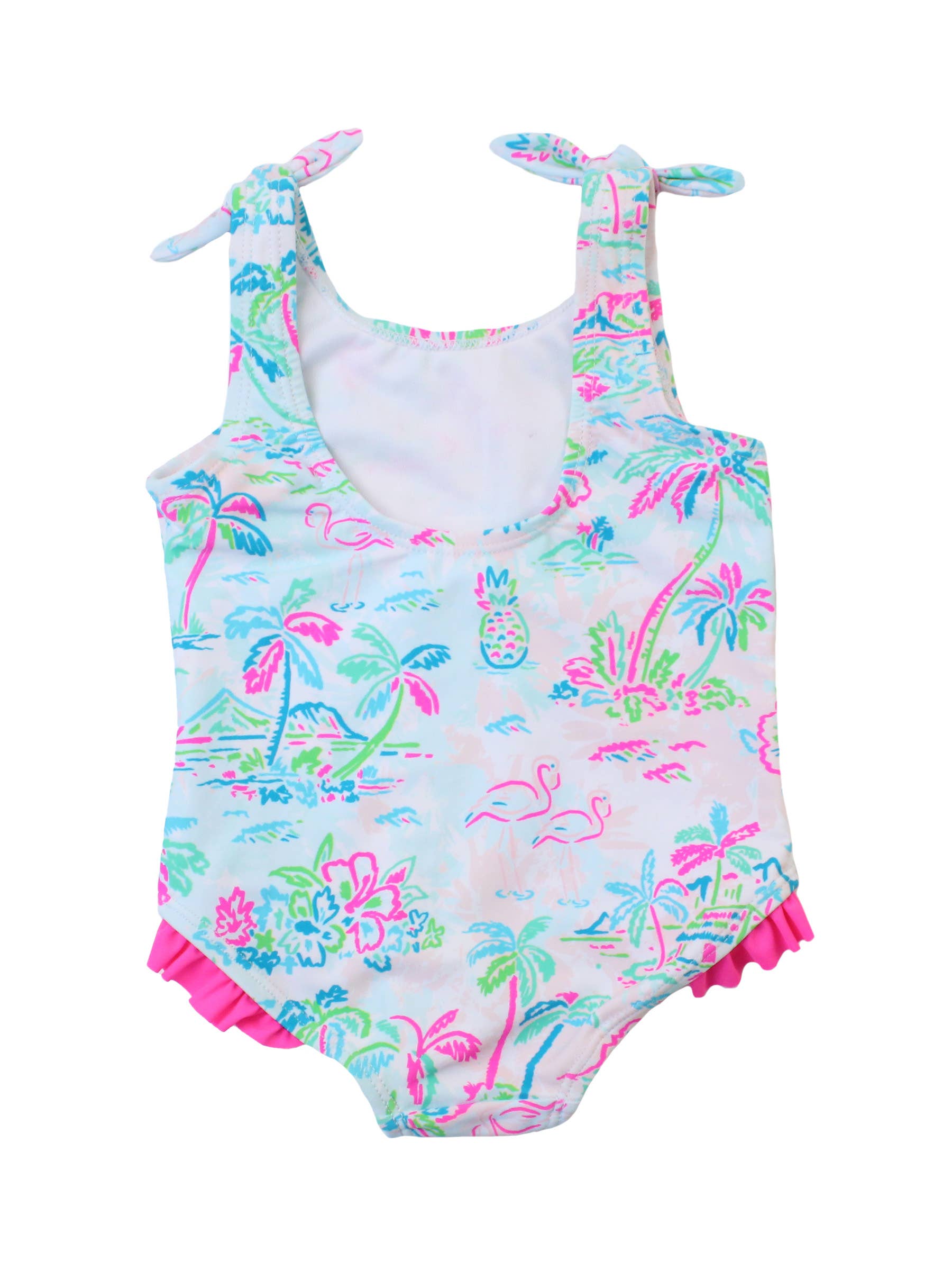 Girls Tropical Resort Tie Shoulder One Piece Swimsuit