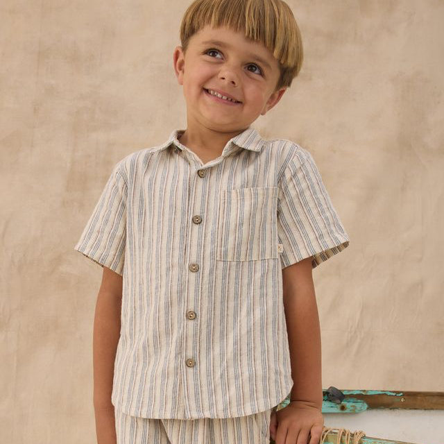 Collared Short Sleeve Shirt | Nautical Stripe