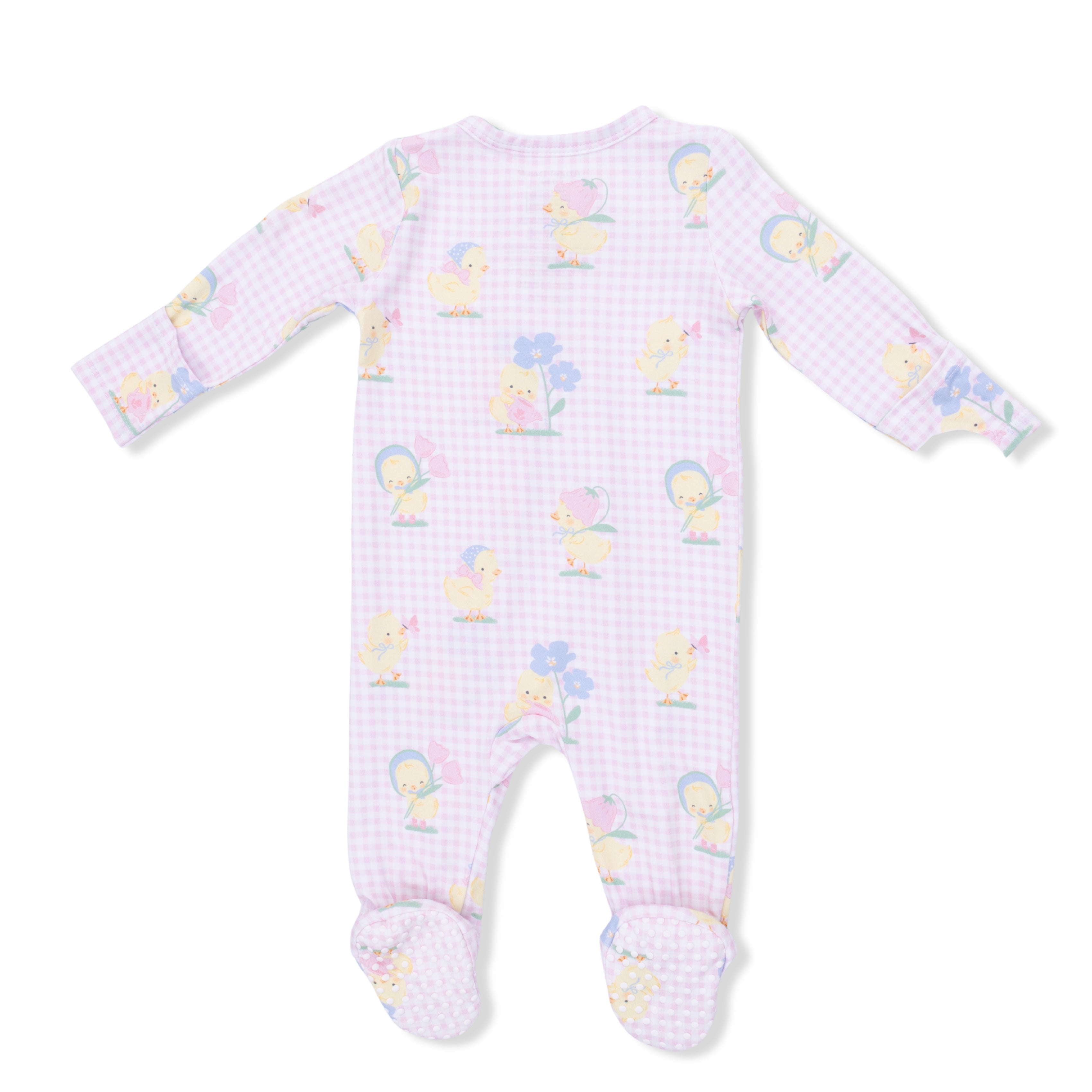 2 Way Zipper Footie | Vintage Spring Ducklings Pink