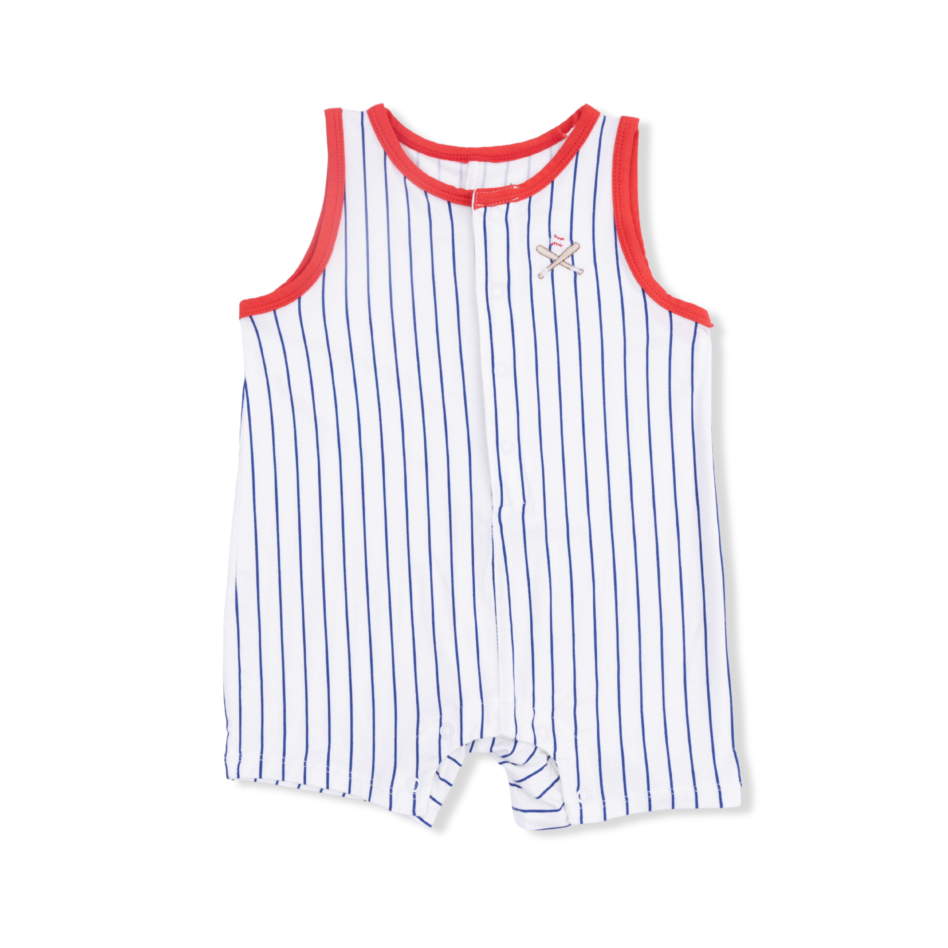 Sleeveless Shortie Romper | Baseball Stripe