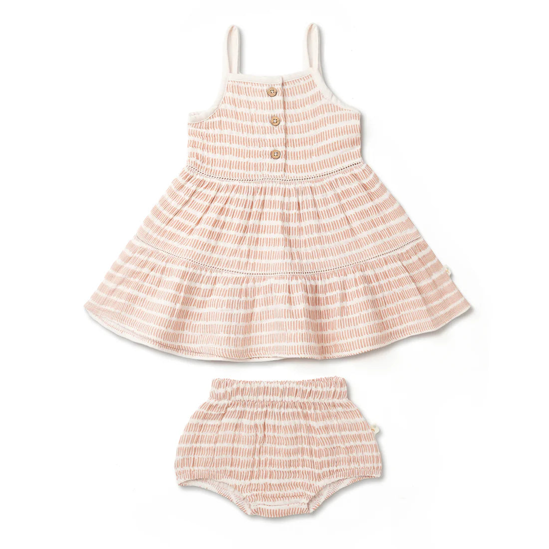 Organic Buttoned Tiered Dress - Dash Lines