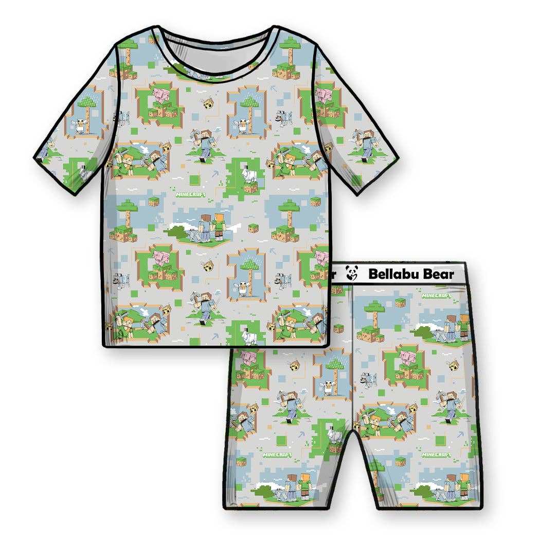Minecraft Overworld Dreams Bamboo Kids Pajama Short Set