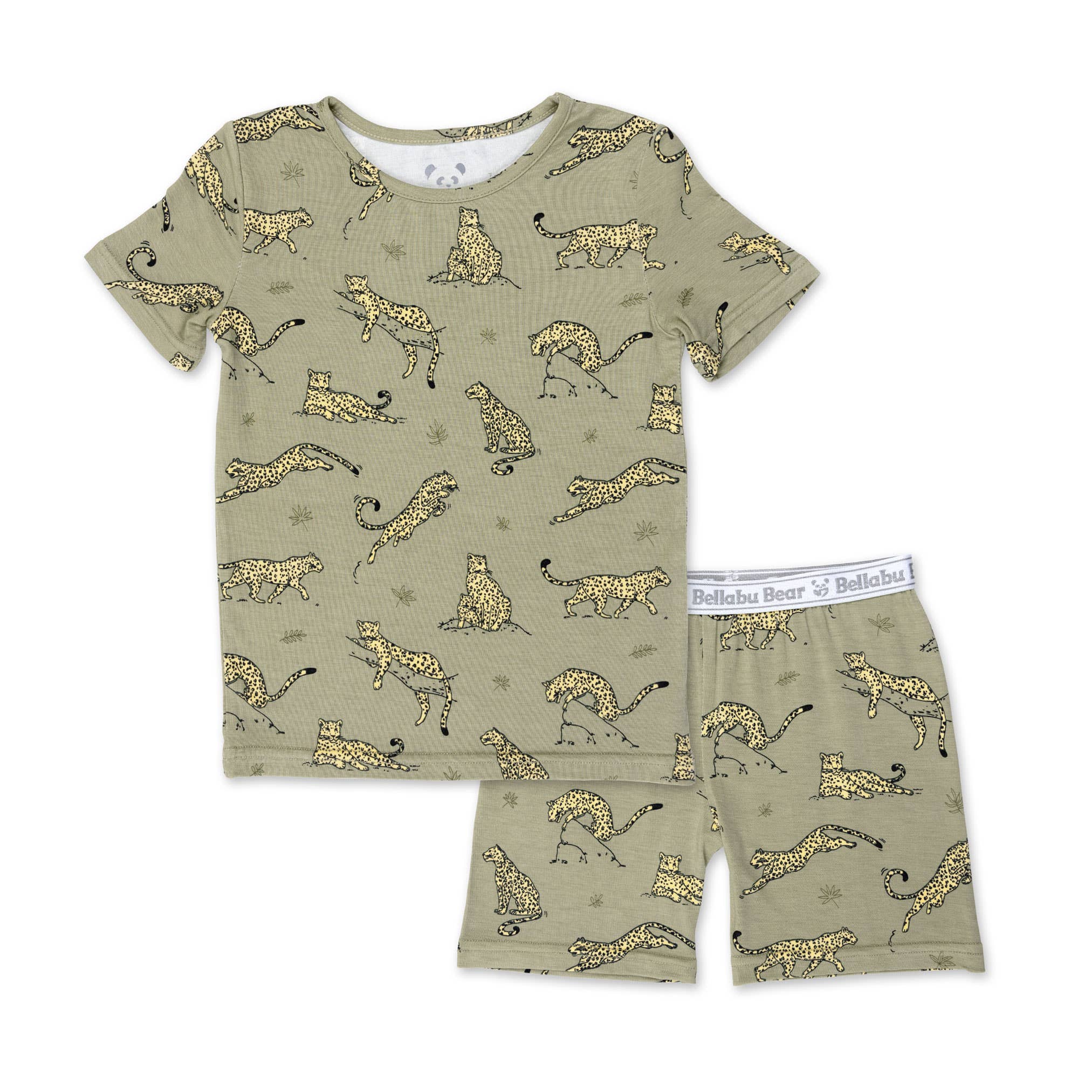 Sage & Spots Leopard Bamboo Kids Pajama Short Set