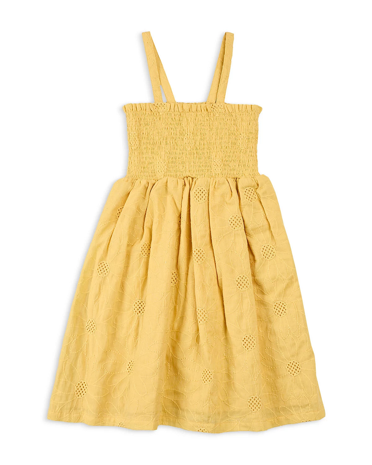 Smocked Eyelet Embroidered Dress