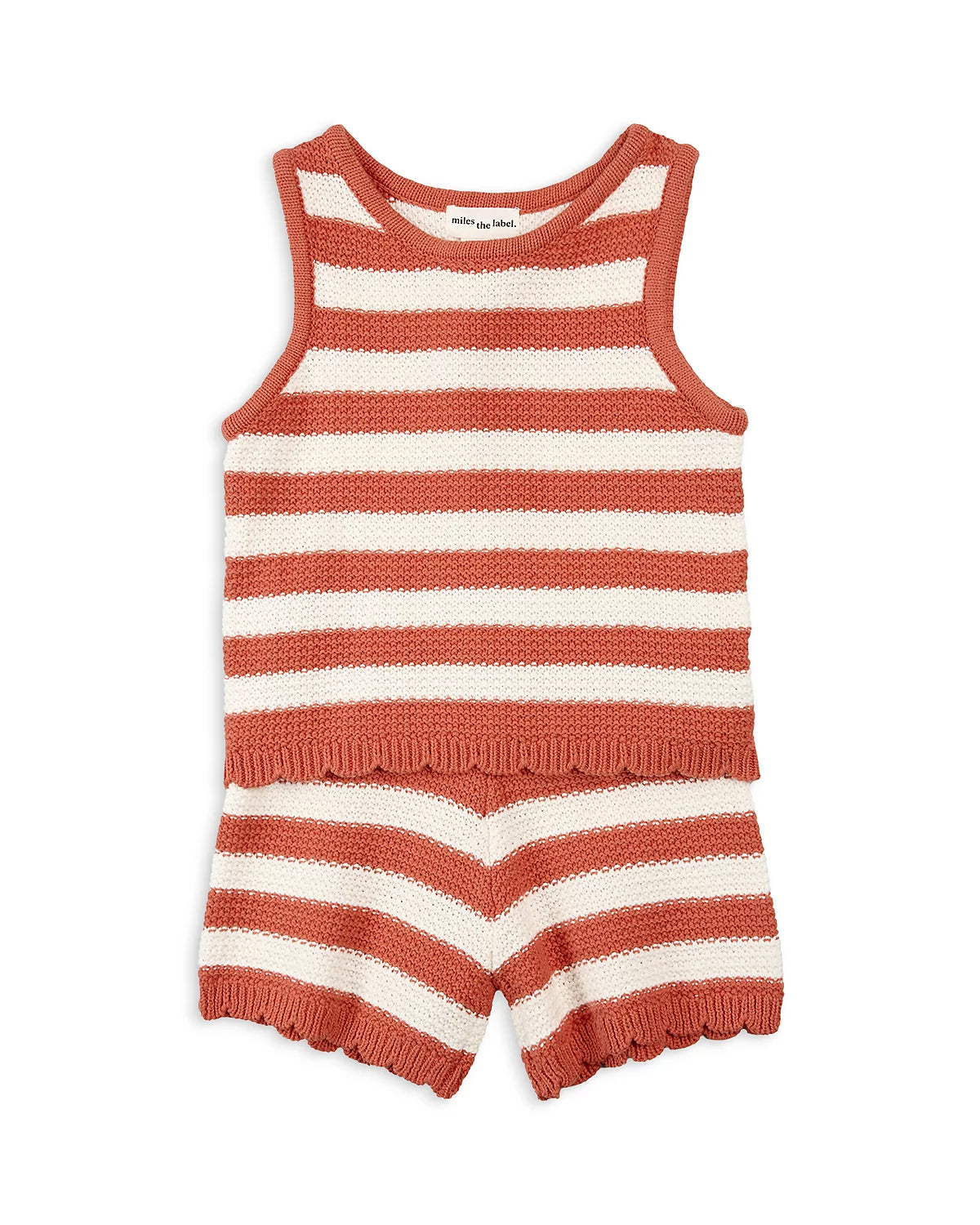 Striped Crochet Knit Top & Shorts Set