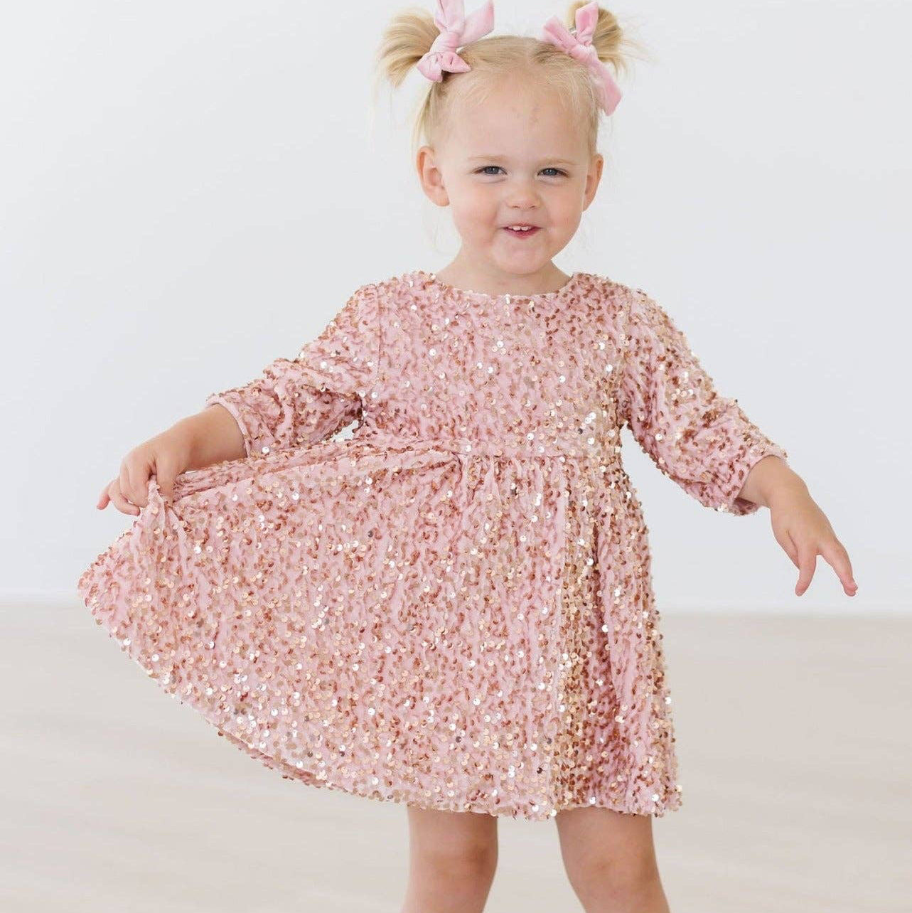 Rose Gold Velvet Sequin Dress