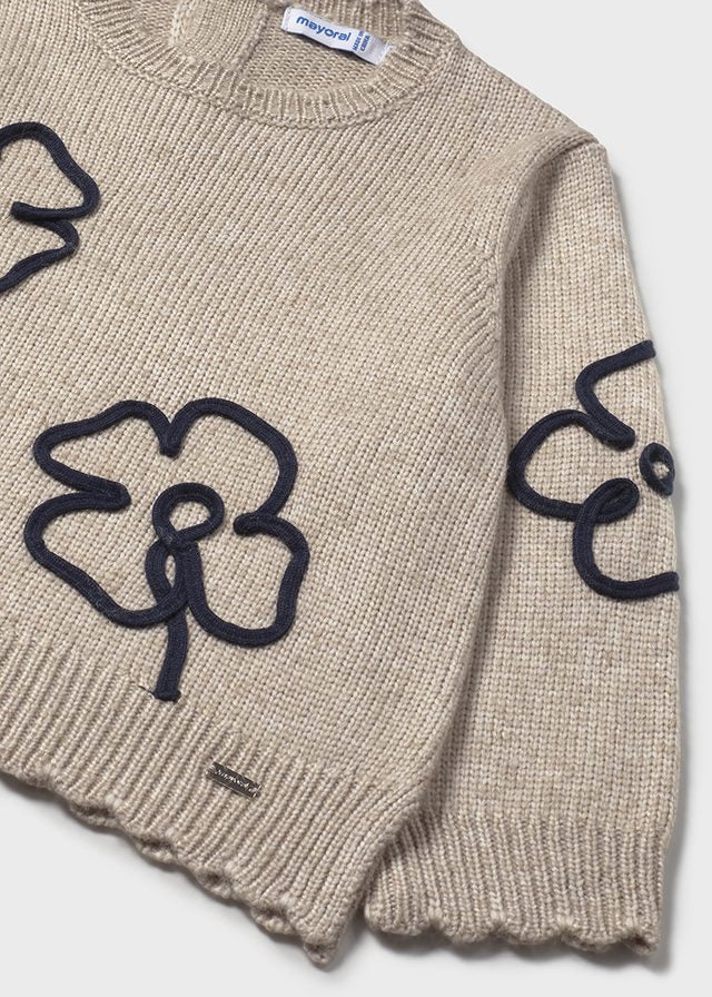 Toffee Knit Flower Sweater