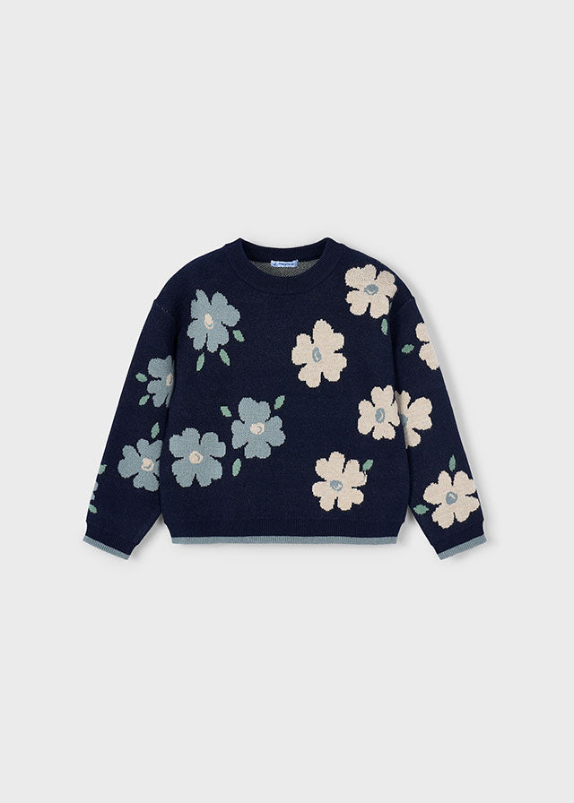 Dark Navy Flowers Sweater