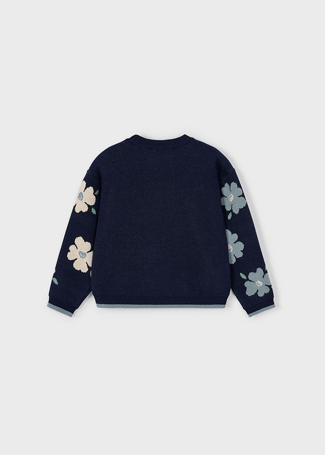 Dark Navy Flowers Sweater