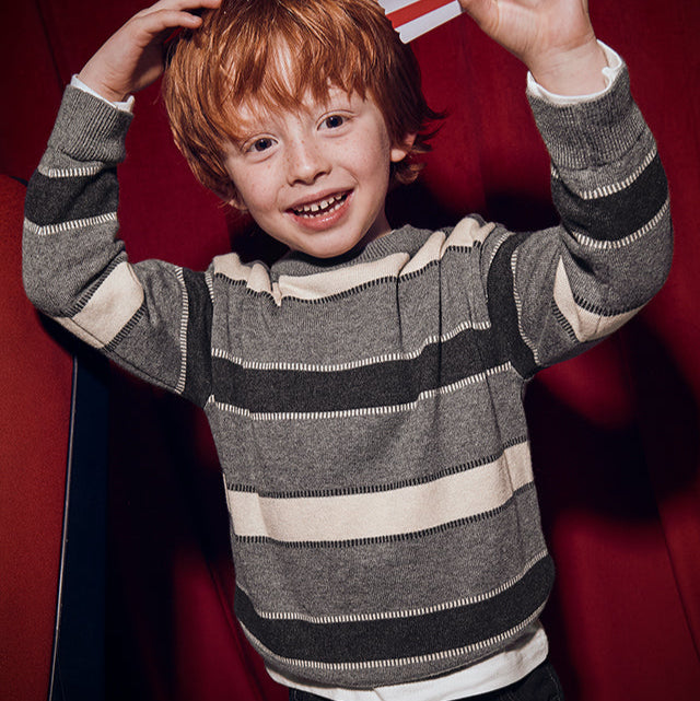 Graphite Heather Striped Sweater