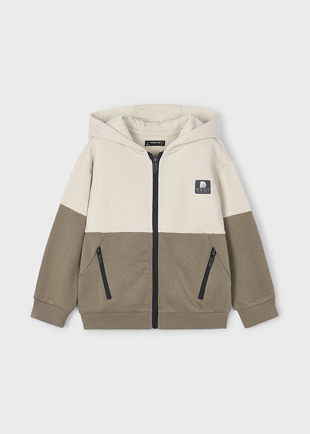 Tahini Color Block Zip-Up Hoodie