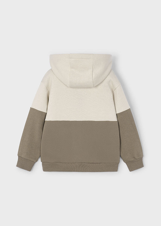 Tahini Color Block Zip-Up Hoodie