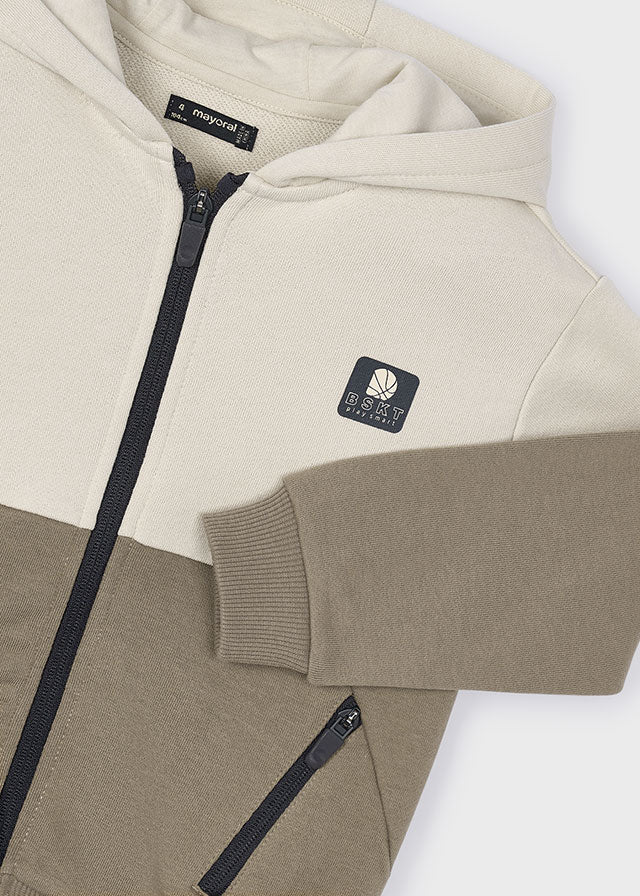 Tahini Color Block Zip-Up Hoodie