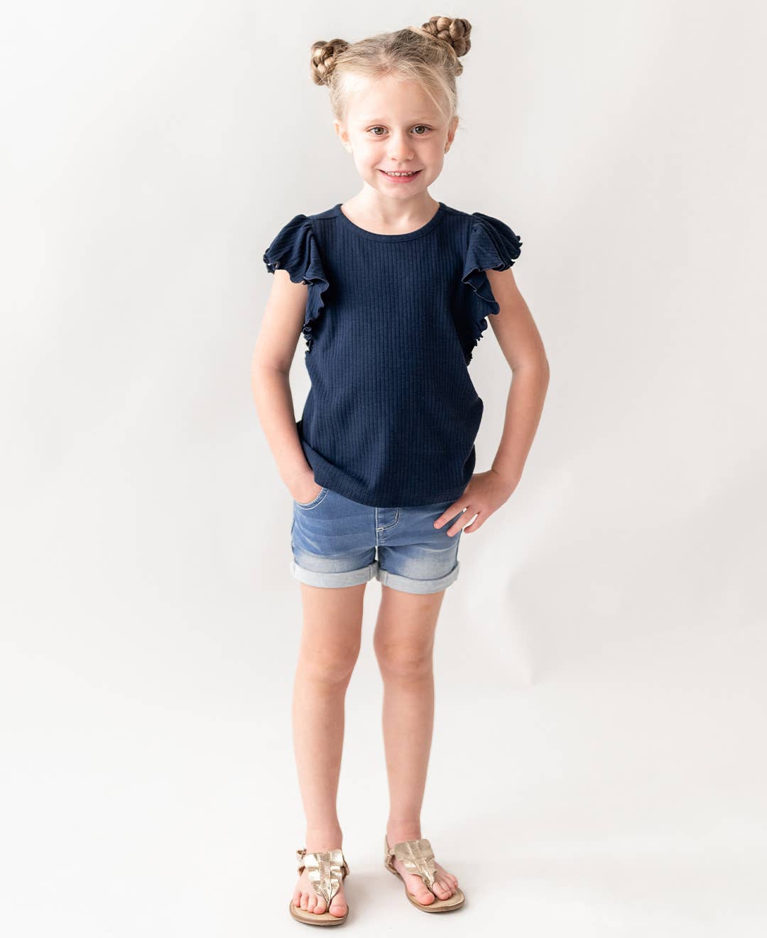 Girls Light Wash Stretch Denim Shorts