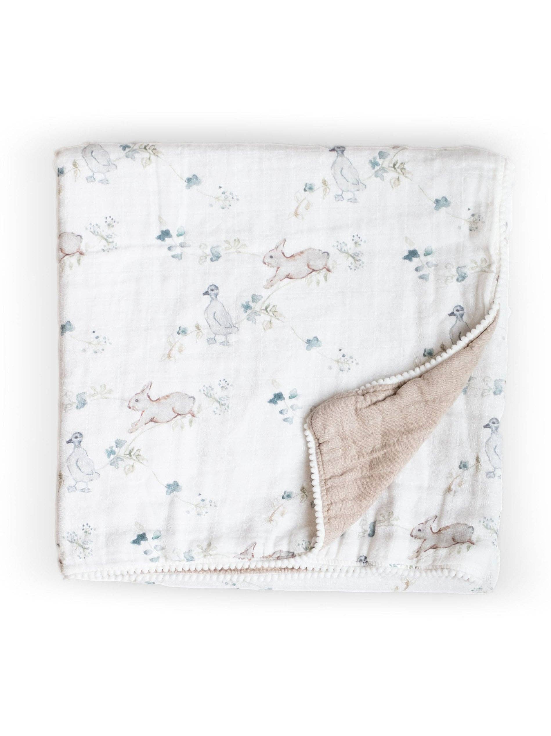 Organic Muslin Gauze Quilt Baby Blanket | Ivy Hollow Bunny