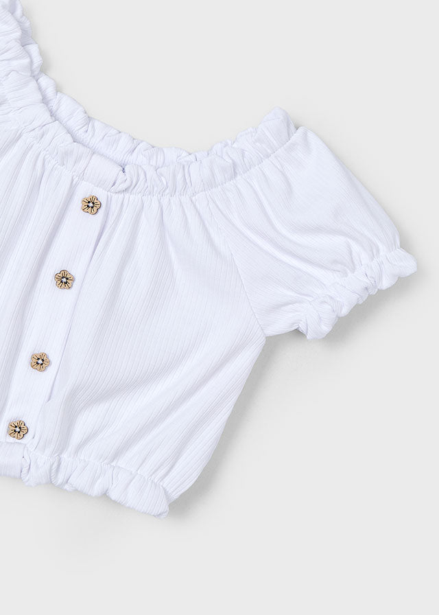 White Ribbed T-shirt