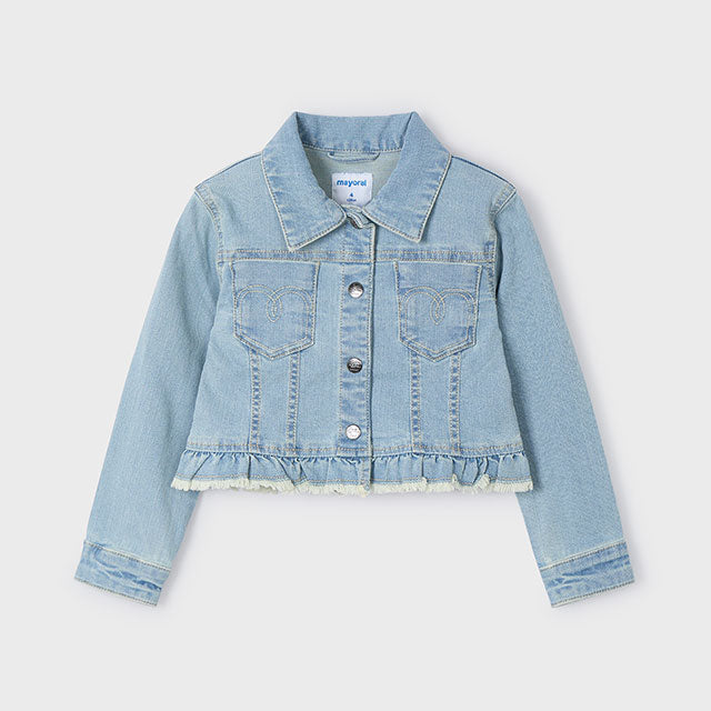 Denim Jacket with Ruffle Hem